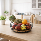 Bol à fruits panier de pain en métal autour de Neo Ø 28 cm h 10 cm Panier de fruits en métal noir en situation