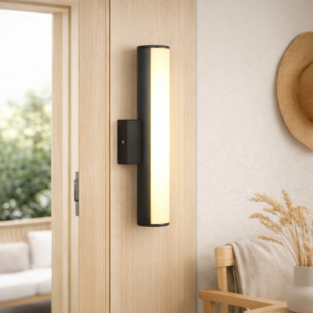 Lumières à LED Flair, 30 cm en métal gris et en plastique, avec LED intégrée en situation