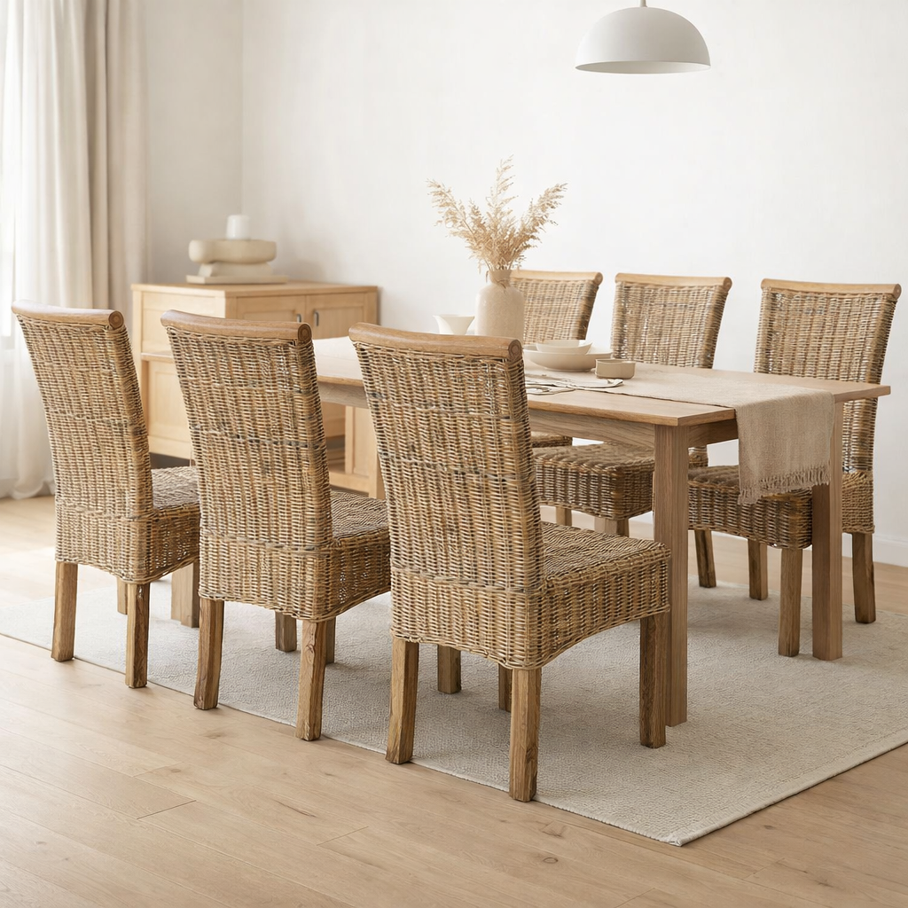 Chaise en rotin ensemble de 6 chaises de salle à manger tabac Perth chaise en osier chaise en rotin durable en situation