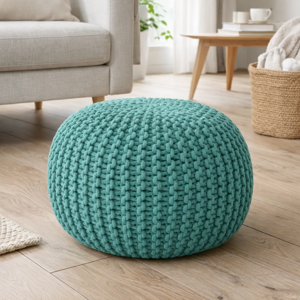 Pouf Ø 55 h 37 h 37 tabouret de tricot siège de planche de sol de pouf durable en situation
