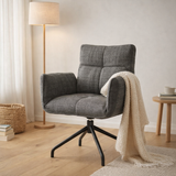 Fauteuil Nova Tissu Cremona %2393 Gris Foncé - Structure rotative 360 noir P14 en situation