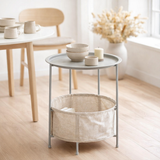 Tableau d'appoint Ø 47 H 51 Métal 2e choix Round avec compartiment de rangement Terrasse de table de table de jardin en alberta en situation