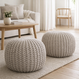 Tabouret de siège pouf ensemble 2 pièces Ø 55 cm h 37 cm tabouret de tricot coussin de plancher en situation