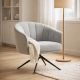 Fauteuil Cocoon Tissu Sahara Gris - Piètement Rotatif 360 Noir en situation
