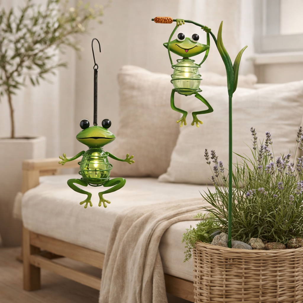 2 Set Solar-Deco Hanging Light Frosch environ. Capteur de l'aube; en situation