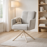 Fauteuil Alex Tissu Cremona %2385 Gris Clair - Structure Rotative 360 Beige A360 en situation