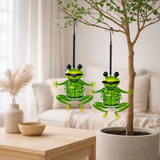 2 Set Solar-Deco Hanging Light Frosch Env. 20 cm de haut, en fer peint, y compris le capteur crépusculaire; en situation