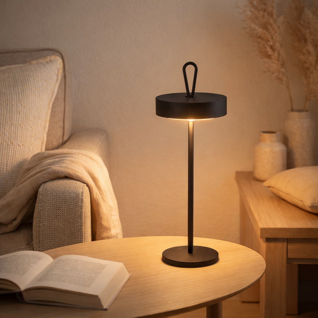 Lampe de batterie LED lampe magnétique ella pour l'extérieur et à l'intérieur, en métal et en plastique en gris, 35 cm de haut en situation