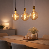 Lampe à LED Set Dilly de 3 avec version E27, 4 watt Ø 9,5 cm, en métal et en verre, ambre en situation