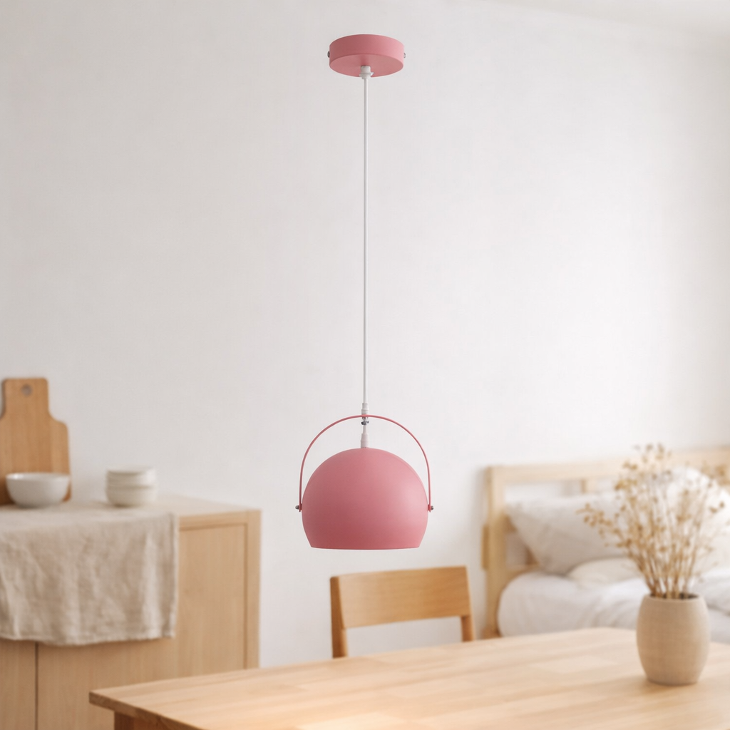 Pendante Colorado rose Ø Env. 25 cm, métal, socket E27, éclairage pour le salon, salle à manger, chambre pour enfants en situation