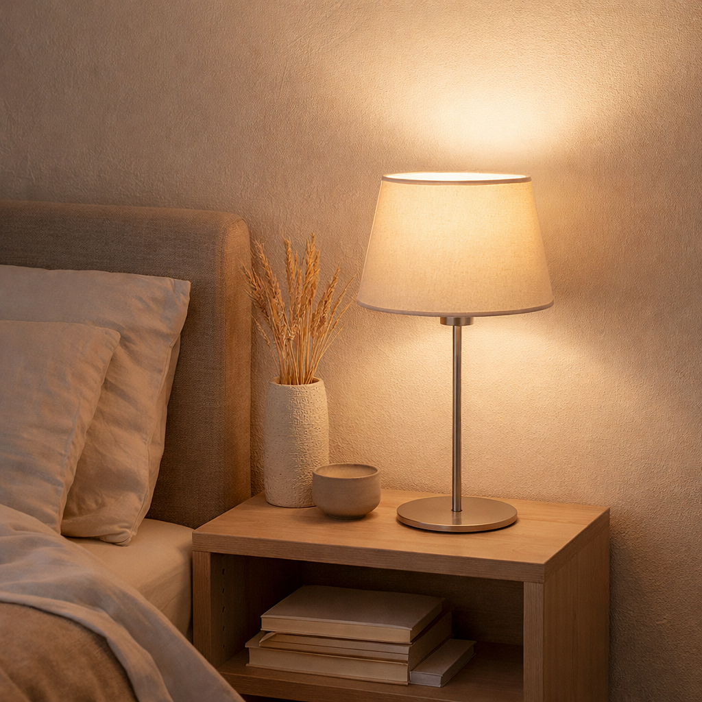 Lampe de table bologne h: 45 cm beige en situation