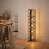 Lampe de lampe en verre Cesta lampadaire en fil de métal noir et verre teinté, avec douille E27, 95 cm de haut, pour salle à manger, salon, couloir ou bureau, en situation