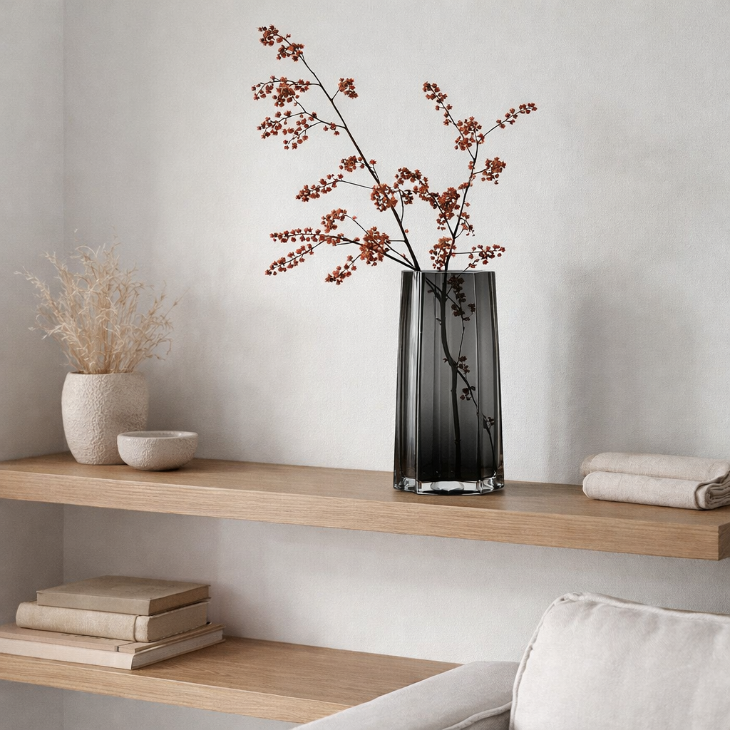 Vase haut de luxe moderne-classique, design belge élégant, LENOX 40 Gris en situation