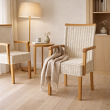 Chaise de salle à manger Ensemble avec accoudoirs 4 morceaux de chaises de rotin chaise blanche Perth fauteuil durable en situation