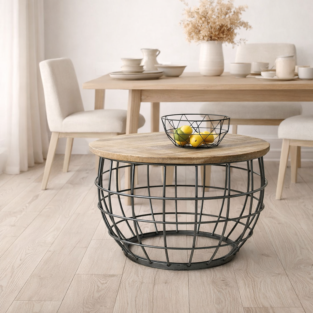 Table d'appoint table basse durable table de salon rond lexington Ø 55 cm cadre en métal solide en situation