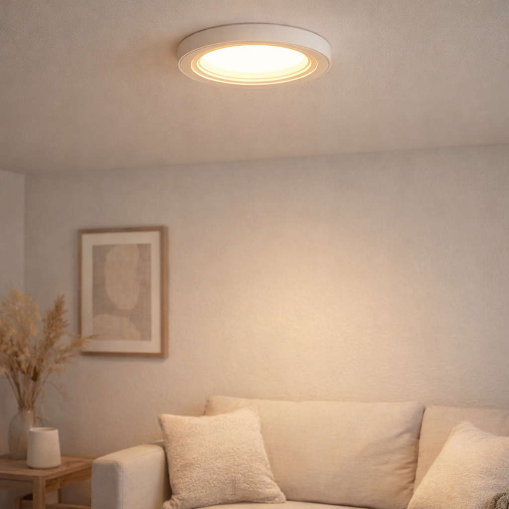 LED Plafond LAMP Point Ø 15cm, LED fermement intégrée avec 10 watts, lumière blanche neutre, dimmable en utilisant un gradateur de phase / section en situation