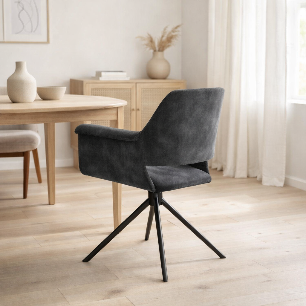 Chaise de bras Katy Black Duty - Aurora Velours Anthracite en situation