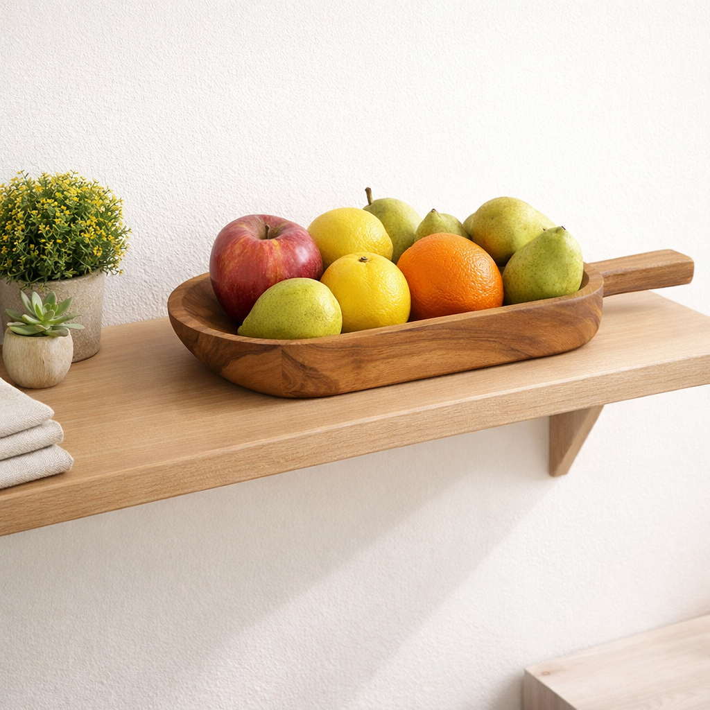 Decoration de pelle en bois Bol de pelle à la pelle 45x20 cm ACACIA massive en situation