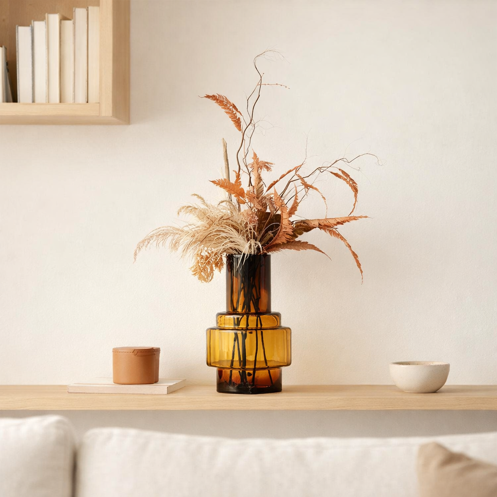 vase en verre épais de style rétro XXL, série: TYLER 46AM, édition de luxe en verre de 9 mm d'épaisseur en situation