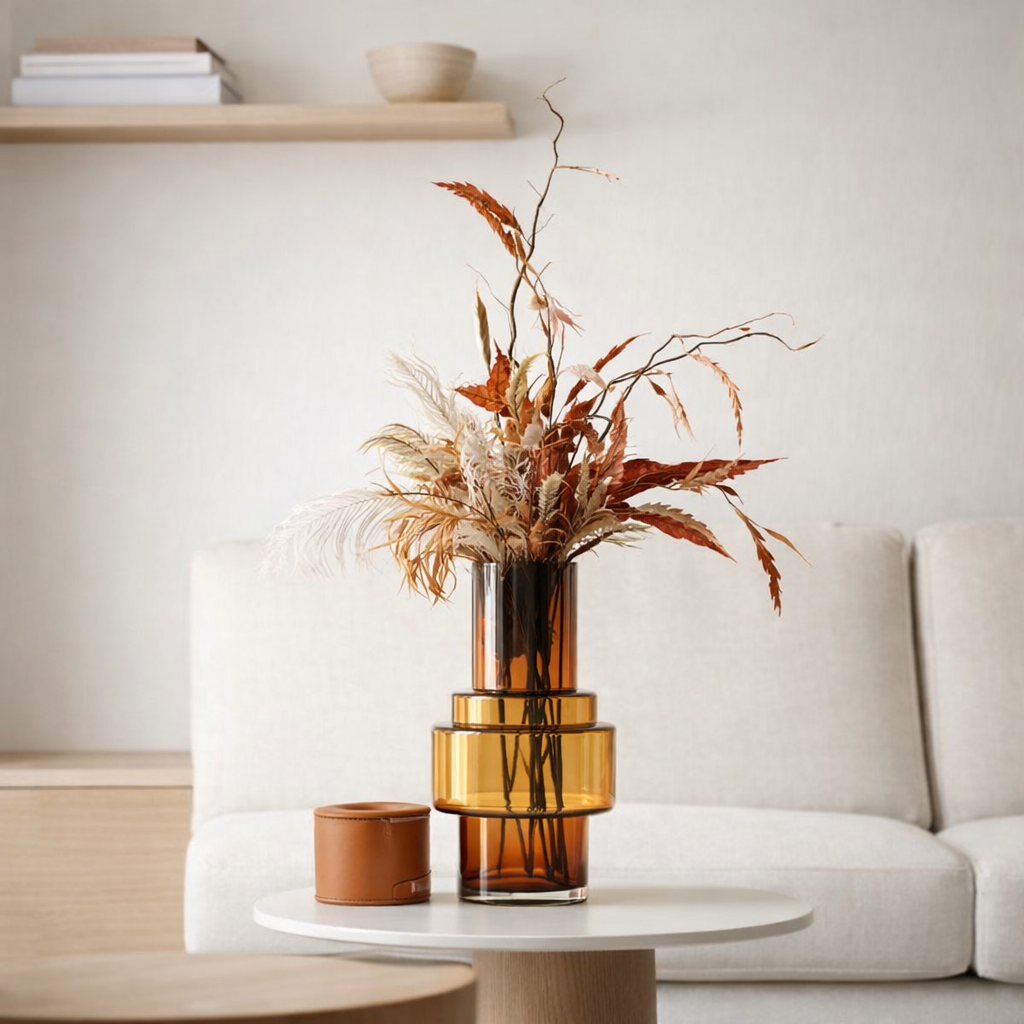 vase en verre épais de style rétro XXL, série: TYLER 46AM, édition de luxe en verre de 9 mm d'épaisseur en situation
