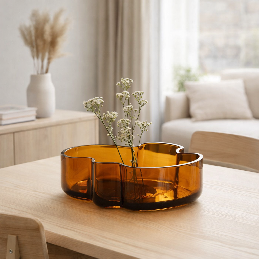 Nouveau grand bol ou assiette au design moderne, inspiré de CORAL et Aalto, COR08AM en situation