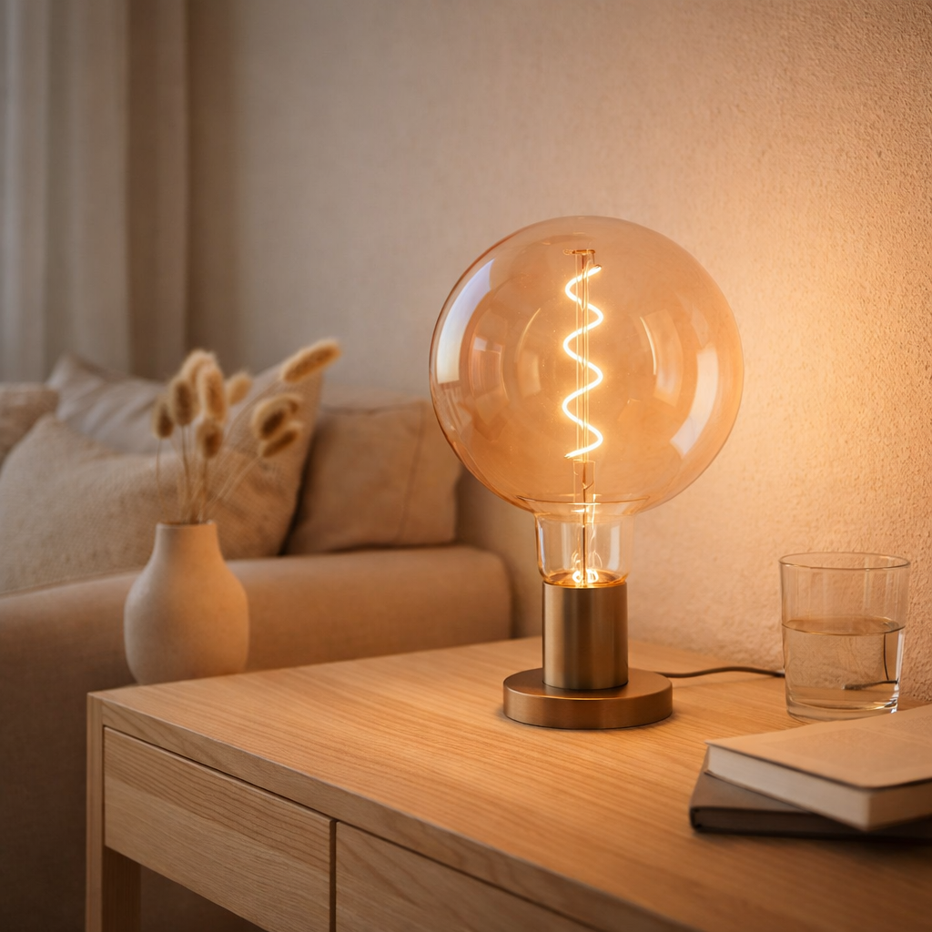 Lampe à LED Dilly Max, 5 watts, ampoule en métal et verre, blanc chaud, socket e27 LED, lampe à LED décorative environ. en situation