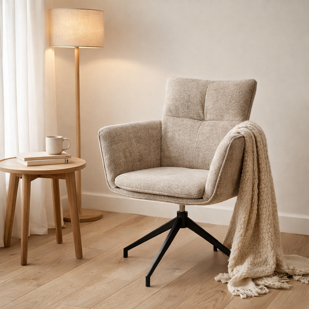 Evan Armchair Fabric Perfect Harmony Naturel en situation