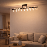 Le plafond LED Belleza, lampe de plafond en métal moderne et le plastique en noir et blanc, avec des LED fermement construites, dimmables, environ 100 cm de long. L'éclairage idéal pour le salon, la salle à manger ou la cuisine. en situation