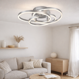 LED PLAGE LED HOME SMART Diva Ø 58 cm, plafond en métal, en aluminium brossé et en plastique blanc, avec de nombreuses fonctions, les LED fermement construites, l'éclairage pour le salon, le bureau de la salle à manger ou le couloir en situation