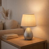 Lampe de table en céramique H: 31 cm simplement céramique, lampe de table en céramique, argent, avec socket e14, pour salle à manger, salon, couloir ou bureau, 31 cm de haut en situation
