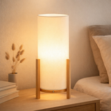 Lampe ackitique Madita 48 cm de haut, en blanc / nature, avec LED intégrée, dimmable avec capteur tactile en situation