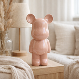 Ours en céramique 28 cm rose en situation