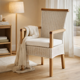 Chaise de salle à manger avec des accoudoirs chaise rotin blanc Perth Parapils Roard fauteuil durable en situation