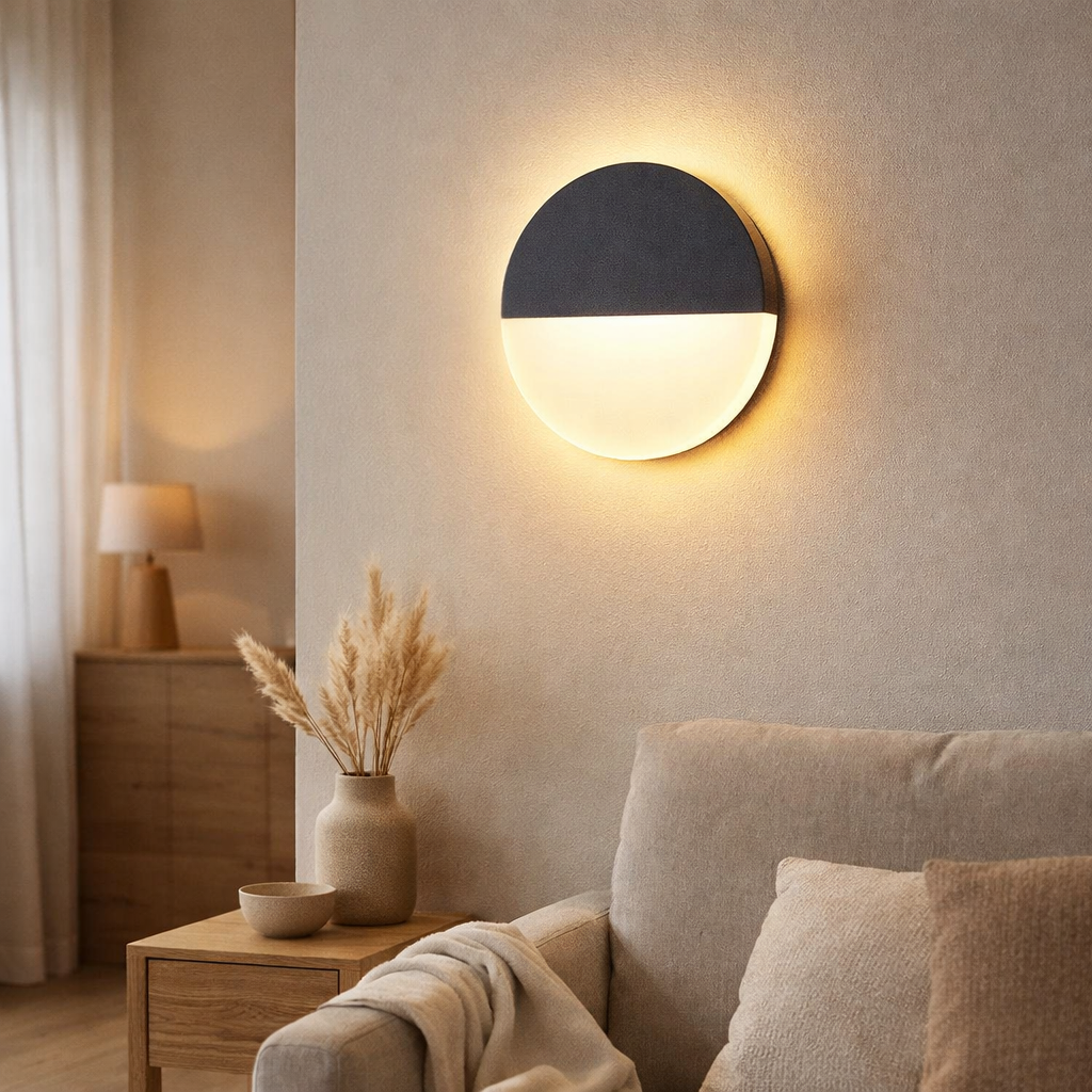 Lampe murale LED Sobrio, en métal et en plastique en anthracite, avec LED intégré en situation