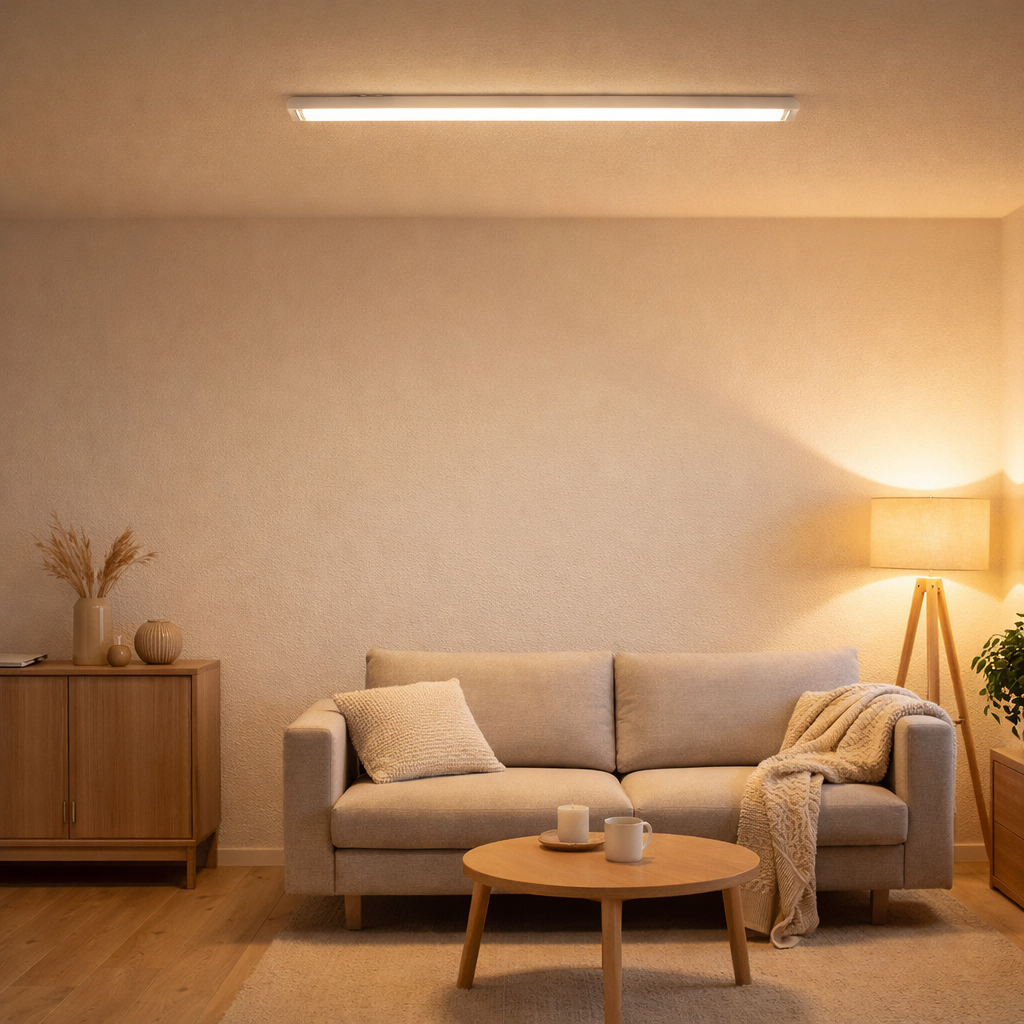 Lampe de plafond de pièce humide LED L: 127 cm en situation