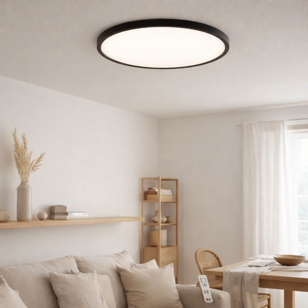 Plafonnier LED CARLO avec rétroéclairage RGB D: 42 cm en situation