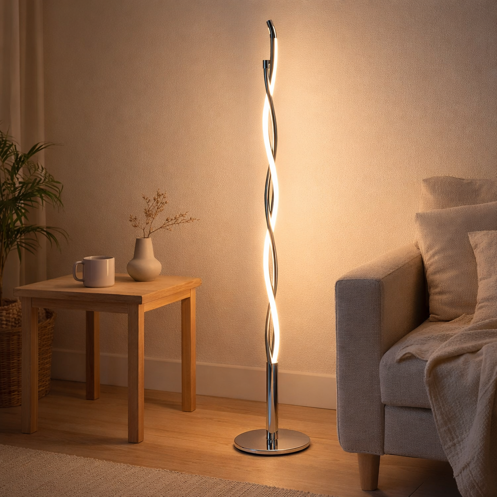 Lampe à poser LED h: 85cm Twist en situation