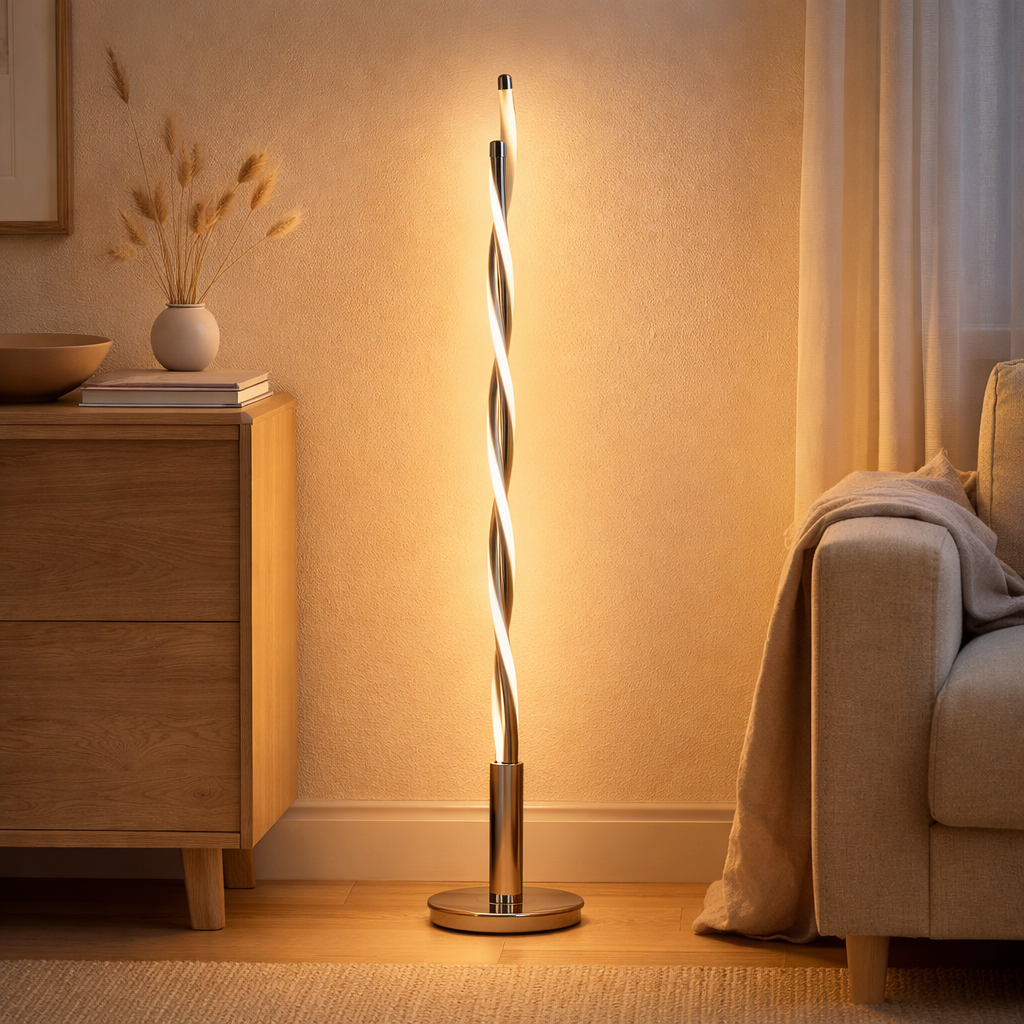 Lampe à poser LED h: 85cm Twist en situation
