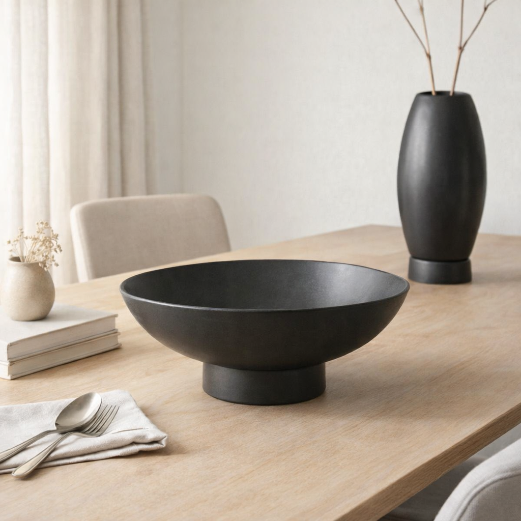 Grand Bol Design Moderne, en micro ciment, noir, RUD12BK en situation