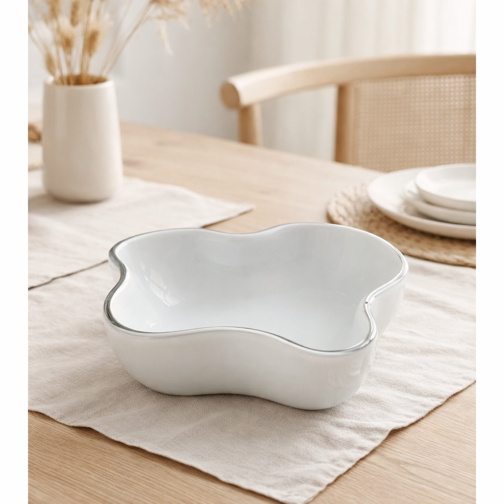 Nouveau bol, assiette au design moderne, inspiré de CORAL et Aalto, COR06WH en situation