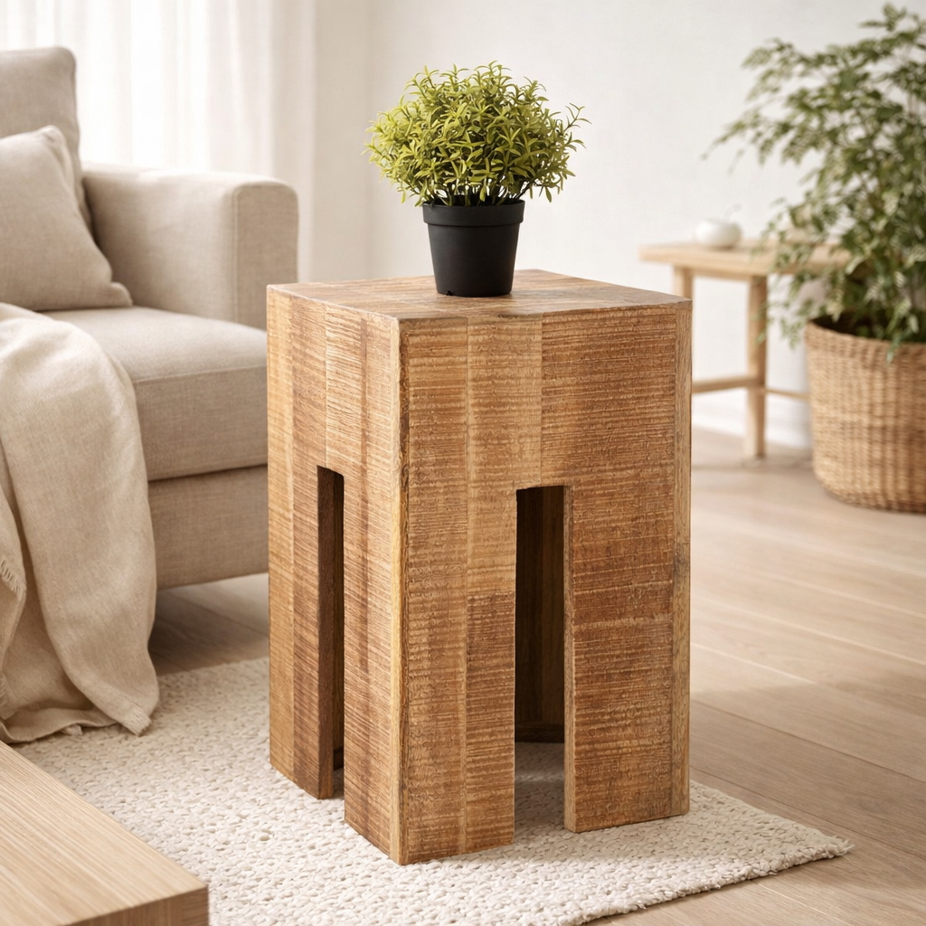 Tabouret carré 28 x 45 x 28 cm tabouret de fleur colonne de colonne de siège tabouret tabouret de tabouret de mangue en situation