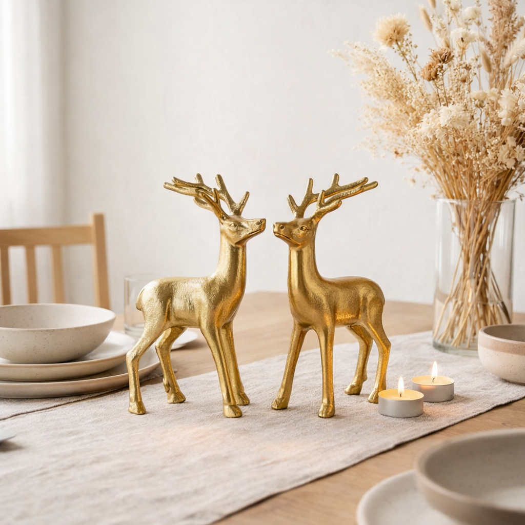 Décoration Figure Cerf Ve 8x 2 pièces Table Décoration Animal Figure Silver O. Décoration de Noël en métal en or en situation