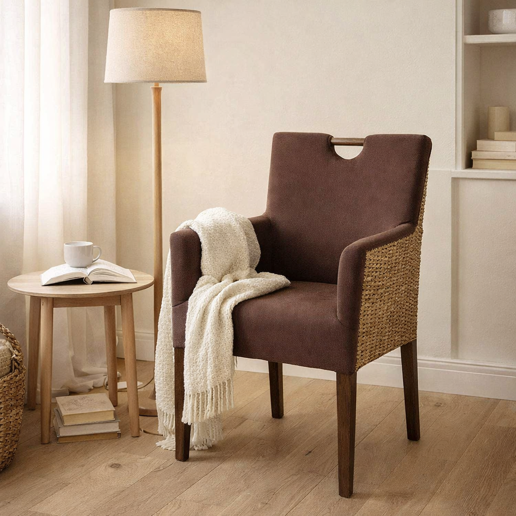 Chaise de salle à manger rotin chaise Armlehner fauteuil bilbao chaise rembourrée fauteuil de fauteuil en situation