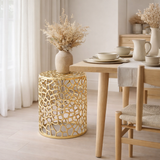 Table d'appoint Table décorative en métal Ø 40 x 46 cm rond Agadir Silver ou Gold aluminium Coral Design en situation