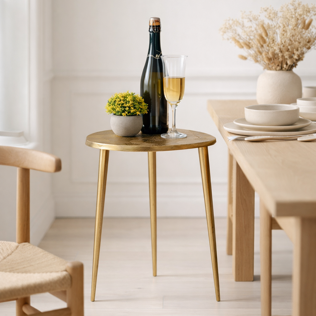 Table d'appoint Table décorative en métal ALSTER 40x45x40 cm Classe triangulaire. en situation