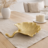 Shell Decorative Bowl Master Boîte à 12 parties en aluminium Ginkgo Grande coque en or ou en argent en situation