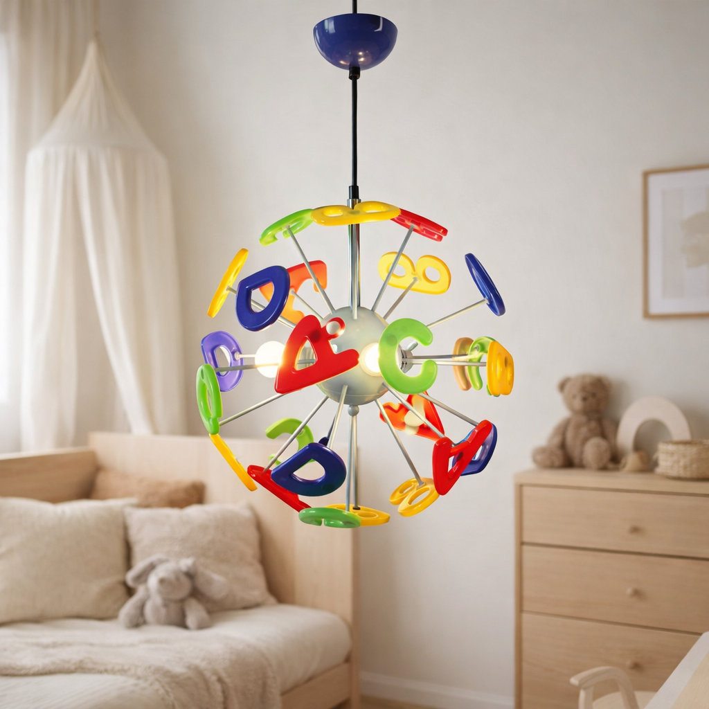 Pendentif enfant kizi Ø 40 cm, en métal et en plastique, coloré, e14 en situation