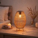 Lampe solaire LED Korbinien pour le jardin et la terrasse, le fromage extérieur en métal, en plastique et en jute de nature, solidement construite - LEDS, lampe solaire pour le jardin 34 x 19,58 cm en situation