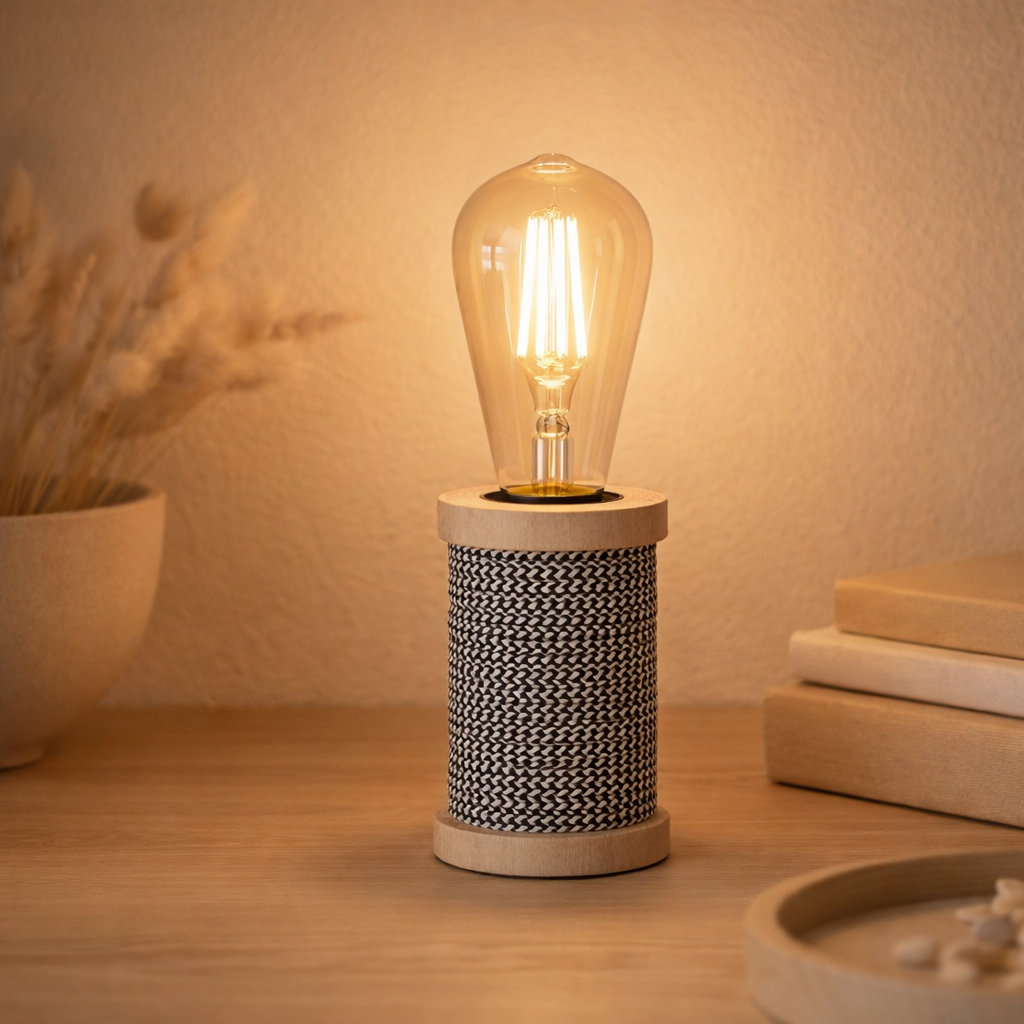 Lampe de table à LED Max y compris la lampe noire / blanc h: 12cm en situation