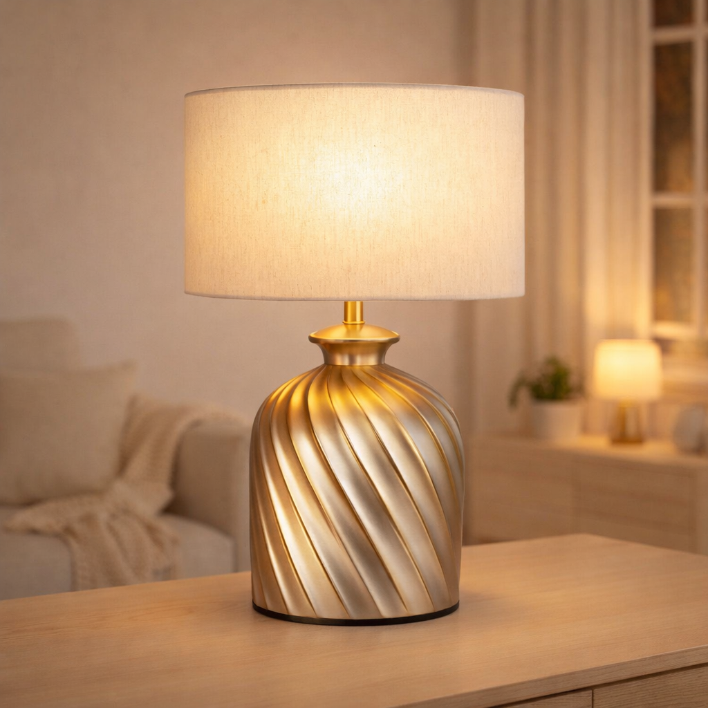 Lampe de table lampe de chevet ø 30 x H 52 cm lampe de table lampe décorative base métal or argent en situation